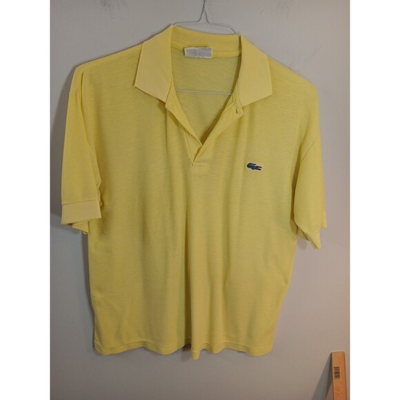 Vintage 1980s Chemise Lacoste Devanlay Polo Shirt Yellow Made in France Men's L - Picture 1 of 10